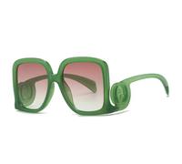 NYSBH Big Frame Occhiali da sole quadrati donne uomini trendy punk occhiali da sole vintage oversize rosa signore sfumature, Verde e rosso.