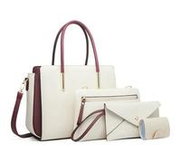 NYSBH Borse Lusso 4 Pz Set Donna Borsa a Tracolla Colore Della Caramella Duro Cuoio DELL'UNITÀ di elaborazione Elegante, Borsa bianca