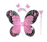 NYSBH - Costume da fata per adulti e bambini, con ali di farfalla, tutù a punta, fascia per capelli, bacchetta magica