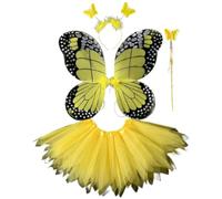NYSBH - Costume da fata per adulti e bambini, con ali di farfalla, tutù a punta, fascia per capelli, bacchetta magica