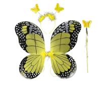 NYSBH - Costume da fata per adulti e bambini, con ali di farfalla, tutù a punta, fascia per capelli, bacchetta magica