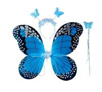 NYSBH - Costume da fata per adulti e bambini, con ali di farfalla, tutù a punta, fascia per capelli, bacchetta magica