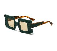 NYSBH - Occhiali da sole quadrati da donna, stile steampunk, con montatura convessa e concava, Verde