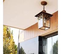 NYSCR Lampadario a Sospensione in Vetro Ondulato Moderno con Cornice per Esterni a Catena Regolabile per Esterno per Esterno per la Lanterna sospesa in Alluminio antiruggine (Ottone 7,3 Pollici)