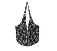 NYSDM Borsa a tracolla da donna in tela scozzese vintage, grande capacità, alla moda, da viaggio, per lavoro, shopping, design estetico, A4