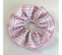 NYSDM - Elastici per capelli con volant, a righe, rosa, per donne e ragazze, dolce e romantico, con coda di cavallo
