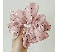 NYSDM - Elastico per capelli alla moda, oversize, a pois, da donna, in chiffon, estiva, per coda di cavallo