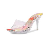 NYSDM estate indossare tacchi alti che espongono le dita dei piedi insieme a grafft-style eleganti infradito colorate cristallo trasparente, Beige, 39 EU