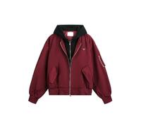 NYSDM Falso Due Pezzi Giacca Corta Con Cappuccio Cappotto Moda Manica Lunga Casual Maschio Top Largo, Rosso, XXL