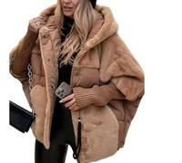 NYSDM Giacca da donna invernale e autunnale in cotone con cuciture larghe e imbottitura in piuma, cachi, 3XL