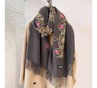 NYSDM Moda Lusso Ricamo Sciarpa Elegante Donna Inverno Spesso Caldo Collo Pashmina Lunga Frangia Signora Coperta Morbido Scialle