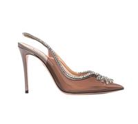NYSDM Temperamento Stile Celebrità Punta Punta Trasparente Strass Catena Moda Trendy Slim Heel Estate, grigio, 39.5 EU