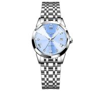 NYSDM Top Lusso Elegante Orologio per Le Donne Impermeabile Luminoso Data Signore In Acciaio Inox Quarzo Delle Donne Ragazza Reloj, Argento blu