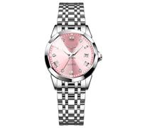 NYSDM Top Lusso Elegante Orologio per Le Donne Impermeabile Luminoso Data Signore In Acciaio Inox Quarzo Delle Donne Ragazza Reloj, Argento e rosa.