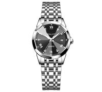 NYSDM Top Lusso Elegante Orologio per Le Donne Impermeabile Luminoso Data Signore In Acciaio Inox Quarzo Delle Donne Ragazza Reloj, Argento nero