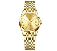 NYSDM Top Lusso Elegante Orologio per Le Donne Impermeabile Luminoso Data Signore In Acciaio Inox Quarzo Delle Donne Ragazza Reloj, Tutto Giallo