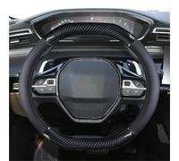 NYSQOFMB Copri Volante per Auto per Peugeot 3008 4008 5008 Coprivolante Auto in Vera Pelle + Fibra Carbonio Accessori Interni Auto Coprivolante(Nero)