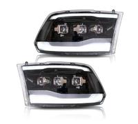 NYSQOFMB Fanale Anteriore Faro anteriore per Dodge per Ram 1500 2009-2018 Fari anteriori Luci fendinebbia LED DRL Luci marcia diurna Accessori auto Tuning Fanali(Clear)