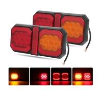 NYSQOFMB Luce Stop Fanale posteriore a LED quadrato camion 12/24V paraurti indicatore direzione luce stop fanale rosso ambra kit pannello luminoso rimorchio(2pcs Red Amber)