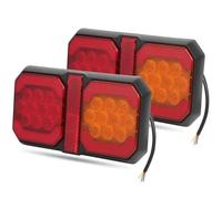 NYSQOFMB Luce Stop Paraurti posteriore per camion con rimorchio luce di stop quadrata a LED aggiuntiva luci direzione laterali per camper 12/24V DRL(2pcs 2in1 Taillight)