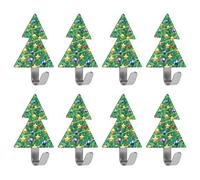 NYSUZHOUJI 8 ganci adesivi da parete, ganci adesivi, forma albero di Natale, ganci adesivi in acciaio inox, resistenti, ganci per appendere asciugamani, ganci da cucina