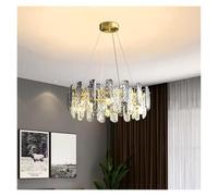NYTGHYT Lampadario Moderno da soffitto in Cristallo Grigio Fumo Rotondo/Ovale in Ottone per Soggiorno, Sala da Pranzo, Decorazione per l'illuminazione della casa,(60CM)