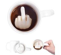 NYTGHYT Thumbs Up Tazza in ceramica 3D, divertente tazza da caffè con dito medio all'interno, regalo per Natale, Halloween, compleanno, 325 ml