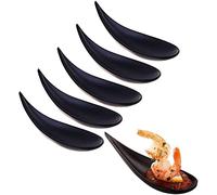 NYTGHYT Una confezione da 6 pezzi di melamina nera a goccia piatto antipasto dessert degustazione cucchiaio piccola mini ciotola sushi antipasto set da tavola giapponese snack