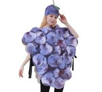 Nyutcwe Costume dell'uva, Divertenti da Tutina di Frutta realistica Donne Poliestere in fortuito in Costume da UVA con Cappello per Feste di Cibo Divertente