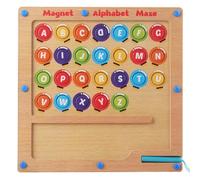 Nyutcwe Maze alfabetico Magnetico, tavola alfabetica Magnetica in Legno di Gioco in Legno 10x10, Board di tracciamento del Gioco per Puzzle di smistamento per la Scuola Materna, Capitale