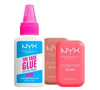 NYX Professional Makeup Buttermelt Bronzer Viso in Polvere 03 Deserve Butta 5g + Blush in Polvere 12h 04 U Know Butta 5g + The Face Glue Gripping Primer Base Makeup Waterproof e Trasparente 35ml