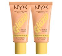 NYX Professional Makeup Buttermelt Glaze Fondotinta Illuminante 01 Whipped Butta SPF 30 Coprenza Modulabile Incarnato Uniforme Luminoso Tenuta 12H Effetto Naturale - 2 Flaconi da 30ml