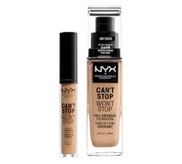 NYX Professional Makeup Can't Stop Won't Stop Correttore Tonalità 7.5 Soft Beige Liquido Multiuso 3,5ml + Fondotinta Tonalità 7.5 Soft Beige Liquido Waterproof Lunga Tenuta 24h 30ml - Set da 2
