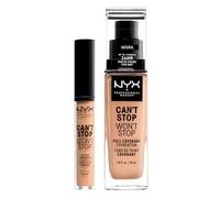 NYX Professional Makeup Can't Stop Won't Stop Correttore Tonalità 7 Natural Liquido Multiuso 3,5ml + Fondotinta Tonalità 07 Natural Liquido Waterproof Lunga Tenuta 24h 30ml - Set da 2