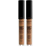 NYX Professional Makeup Correttore Can't Stop Won't Stop, Correttore Viso Liquido, Adatto a Tutti gli Incarnati, Warm Honey, Confezione da 2