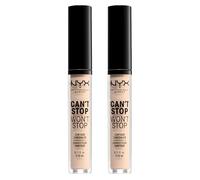 NYX Professional Makeup Correttore Can't Stop Won't Stop Tonalità 1.5 Fair Liquido Multiuso Lunga Tenuta 24h Waterproof Ultra Pigmentato Corregge Scolpisce e Illumina - 2 Correttori da 3,5ml