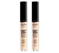 NYX Professional Makeup Correttore Can't Stop Won't Stop Tonalità 1 Pale Liquido Multiuso Lunga Tenuta 24h Waterproof Ultra Pigmentato Corregge Scolpisce e Illumina - 2 Correttori da 3,5ml