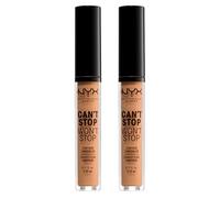 NYX Professional Makeup Correttore Can't Stop Won't Stop Tonalità 10.3 Neutral Buff Liquido Multiuso Lunga Tenuta 24h Waterproof Ultra Pigmentato Corregge Scolpisce e Illumina - 2 Correttori da 3,5ml