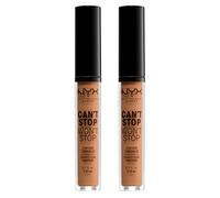 NYX Professional Makeup Correttore Can't Stop Won't Stop Tonalità 12.7 Neutral Tan Liquido Multiuso Lunga Tenuta 24h Waterproof Ultra Pigmentato Corregge Scolpisce e Illumina - 2 Correttori da 3,5ml