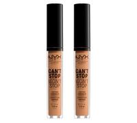 NYX Professional Makeup Correttore Can't Stop Won't Stop Tonalità 14 Golden Honey Liquido Multiuso Lunga Tenuta 24h Waterproof Ultra Pigmentato Corregge Scolpisce e Illumina - 2 Correttori da 3,5ml
