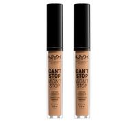 NYX Professional Makeup Correttore Can't Stop Won't Stop Tonalità 15 Caramel Liquido Multiuso Lunga Tenuta 24h Waterproof Ultra Pigmentato Corregge Scolpisce e Illumina - 2 Correttori da 3,5ml