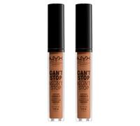 NYX Professional Makeup Correttore Can't Stop Won't Stop Tonalità 16 Mahogany Liquido Multiuso Lunga Tenuta 24h Waterproof Ultra Pigmentato Corregge Scolpisce e Illumina - 2 Correttori da 3,5ml