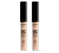 NYX Professional Makeup Correttore Can't Stop Won't Stop Tonalità 2 Alabaster Liquido Multiuso Lunga Tenuta 24h Waterproof Ultra Pigmentato Corregge Scolpisce e Illumina - 2 Correttori da 3,5ml