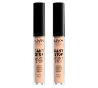 NYX Professional Makeup Correttore Can't Stop Won't Stop Tonalità 6 Vanilla Liquido Multiuso Lunga Tenuta 24h Waterproof Ultra Pigmentato Corregge Scolpisce e Illumina - 2 Correttori da 3,5ml