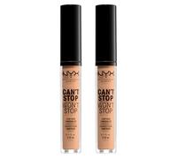 NYX Professional Makeup Correttore Can't Stop Won't Stop Tonalità 9 Medium Olive Liquido Multiuso Lunga Tenuta 24h Waterproof Ultra Pigmentato Corregge Scolpisce e Illumina - 2 Correttori da 3,5ml