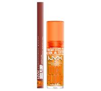 NYX Professional Makeup Duck Plump Plumping Lip Liner Matita Labbra 07 Swollen Spice + Duck Plump Gloss Lucidalabbra 22 Flippin' Slime Rimpolpante Formula con Zenzero e Peperoncino 7ml - Set da 2