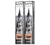 NYX Professional Makeup Eyeliner in Penna Altamente Pigmentato Epic Ink Liner Glitz 06 Graphite Glitz Waterproof Linee Definite e Precise Punta Flessibile Formula Vegana - Set da 2