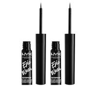 NYX Professional Makeup Eyeliner Liquido Epic Wear 01 Black Waterproof Tenuta 72H Finish Matte Linee Intense e Precise per Viso e Corpo Pennello Sottile - Set da 2