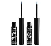 NYX Professional Makeup Eyeliner Liquido Epic Wear 05 Sapphire Waterproof Tenuta 72H Finish Matte Linee Intense e Precise per Viso e Corpo Pennello Sottile - Set da 2