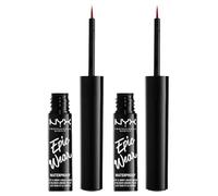 NYX Professional Makeup Eyeliner Liquido Epic Wear 07 Red Waterproof Tenuta 72H Finish Matte Linee Intense e Precise per Viso e Corpo Pennello Sottile - Set da 2